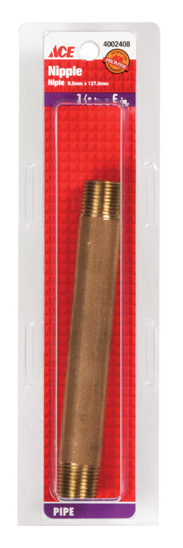 Ace 3/8 in. Male Male Brass Nipple 5 in. L