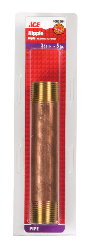 Ace 3/4 in. Male Male Brass Nipple 5 in. L