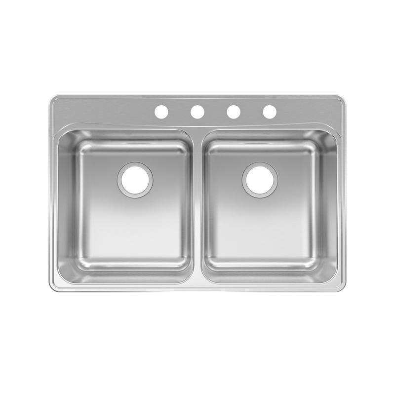 Kindred Creemore Stainless Steel Top Mount 33 in. W X 22 in. L Double Bowl Kitchen Sink Silver