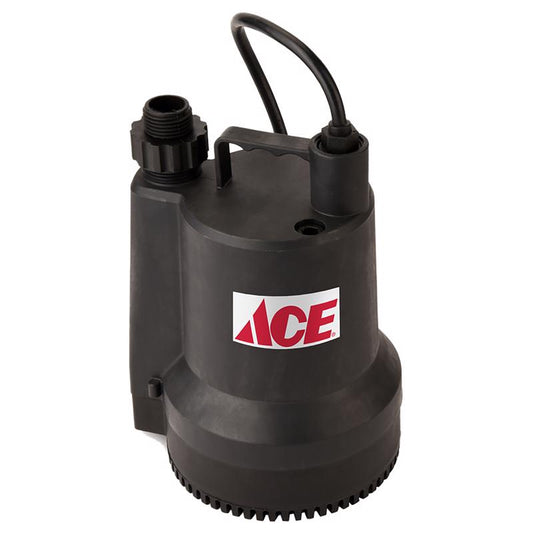 Ace 1/6 HP 1680 gph Thermoplastic Switchless Switch AC Utility Pump