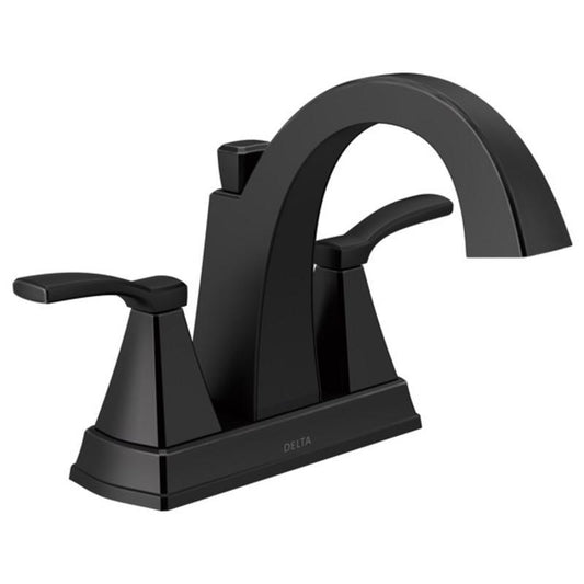 Delta Flynn Matte Black Traditional Centerset Bathroom Sink Faucet 4 in.