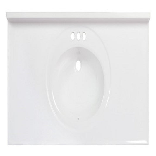 Arstar Standard Cultured Marble Bathroom Sink 49 in. W X 22 in. D White