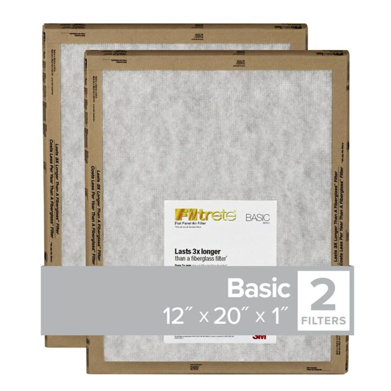 Filtrete 12 in. W X 20 in. H X 1 in. D Synthetic 2 MERV Flat Panel Filter 2 pk