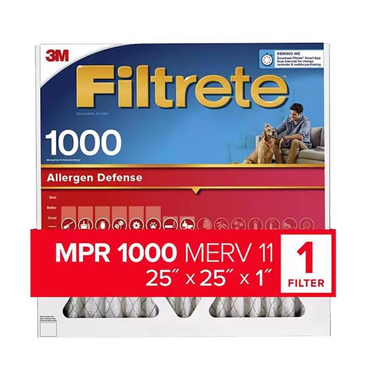 Filtrete 25 in. W X 25 in. H X 1 in. D 1000 MPR Pleated Allergen Air Filter 1 pk