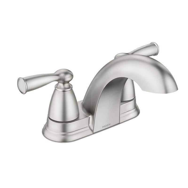 Moen Banbury Brushed Nickel Traditional Centerset Bathroom Sink Faucet 4 in.