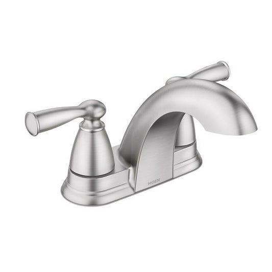 Moen Banbury Brushed Nickel Traditional Centerset Bathroom Sink Faucet 4 in.