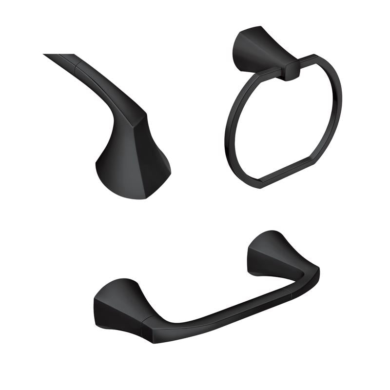 Moen Lindor Matte Black Bathroom Hardware Kit 18 in. L Zinc