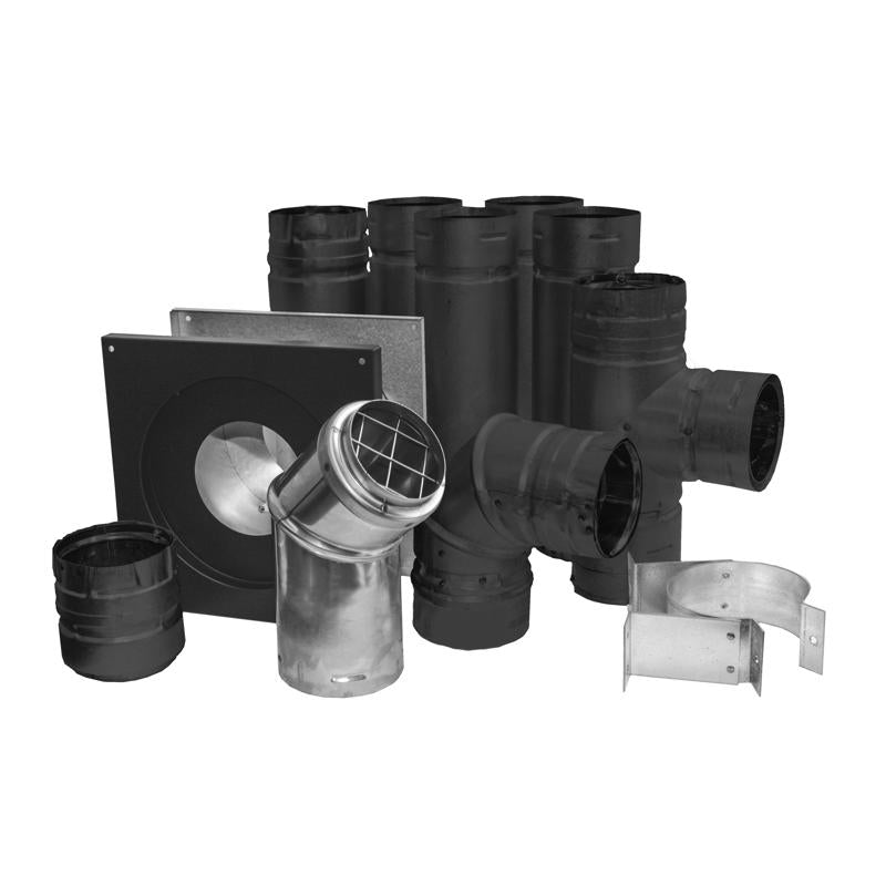 DuraVent Powder Coat Black Galvanized Steel Pellet Vent Kit