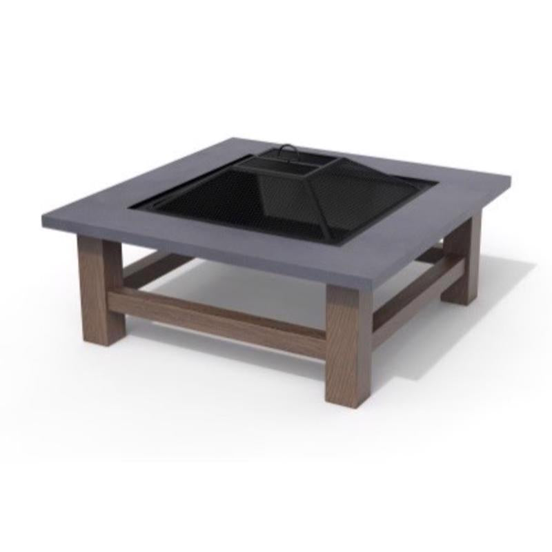 Living Accents 34 in. W Steel Modern Square Wood Fire Pit