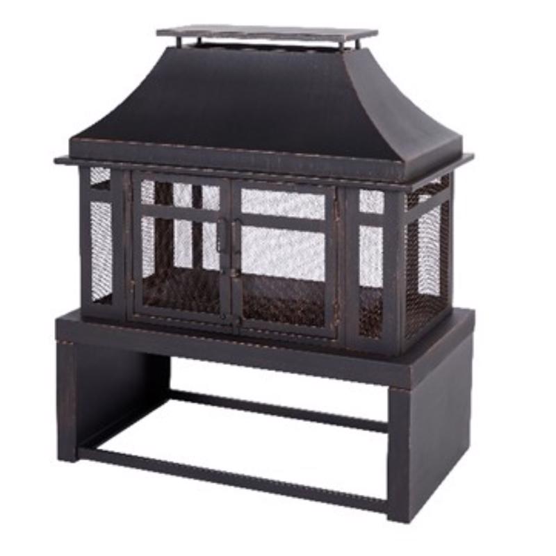 Living Accents Modern Wood Steel Outdoor Fireplace 21.65 in. W X 39.37 in. D