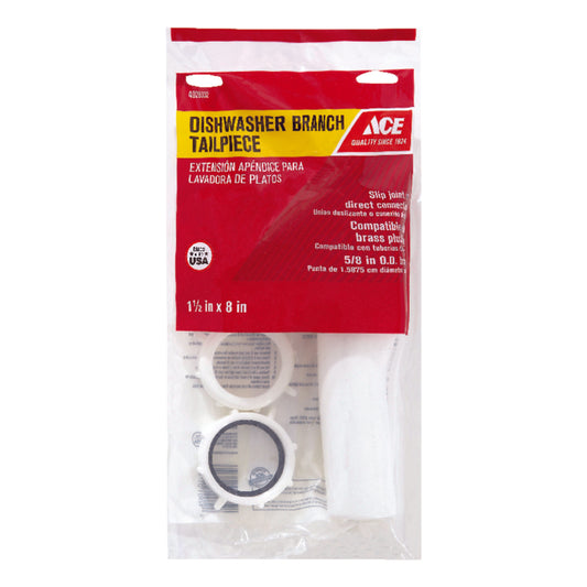 Ace 1-1/2 in. D X 8 in. L Plastic Dishwasher Branch Tailpiece