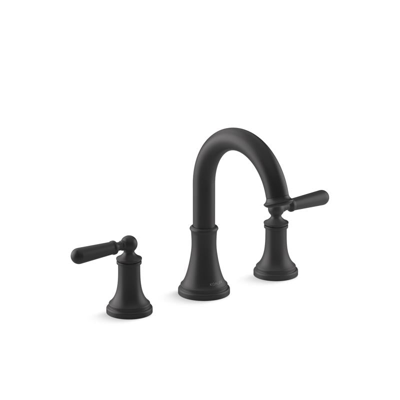 Kohler Facile Matte Black Traditional Widespread Bathroom Sink Faucet 8 in.