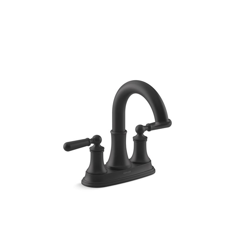 Kohler Facile Matte Black Traditional Centerset Bathroom Sink Faucet 4 in.