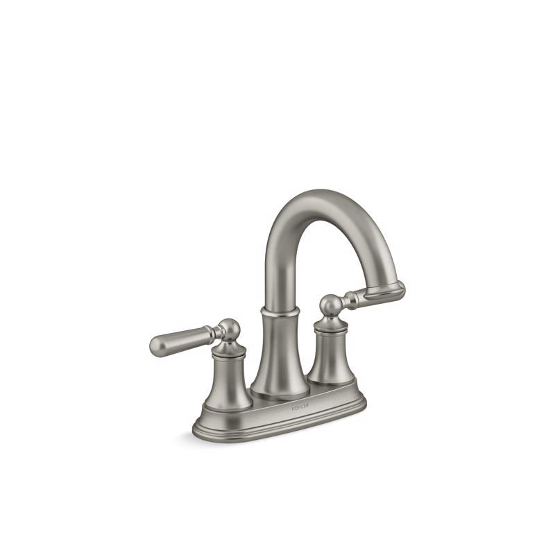 Kohler Facile Brushed Nickel Traditional Centerset Bathroom Sink Faucet 4 in.