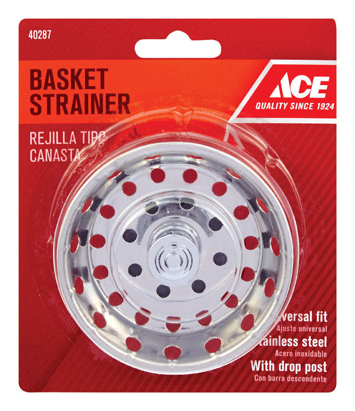 Ace 3-1/2 in. D Chrome Silver Stainless Steel Replacement Strainer Basket