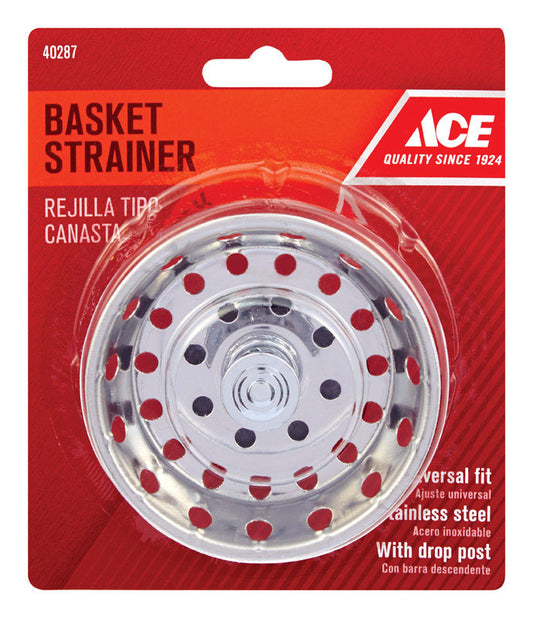 Ace 3-1/2 in. D Chrome Silver Stainless Steel Replacement Strainer Basket