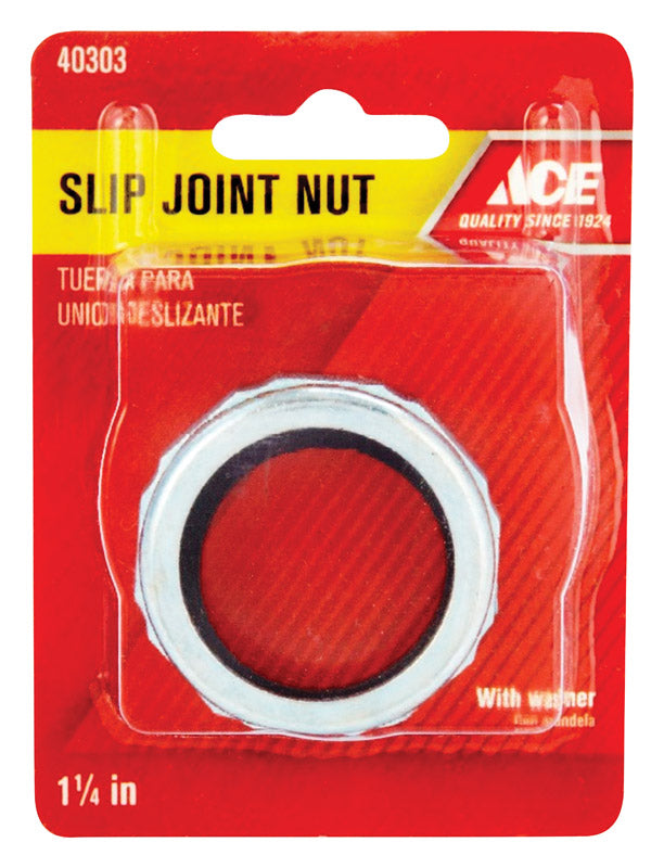 Ace 1-1/4 in. D Chrome Chrome Slip Joint Nut and Washer 1 pk