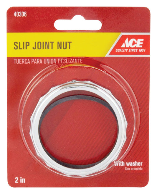 Ace 2 in. D Chrome Rubber Slip Joint Nut and Washer 1 pk