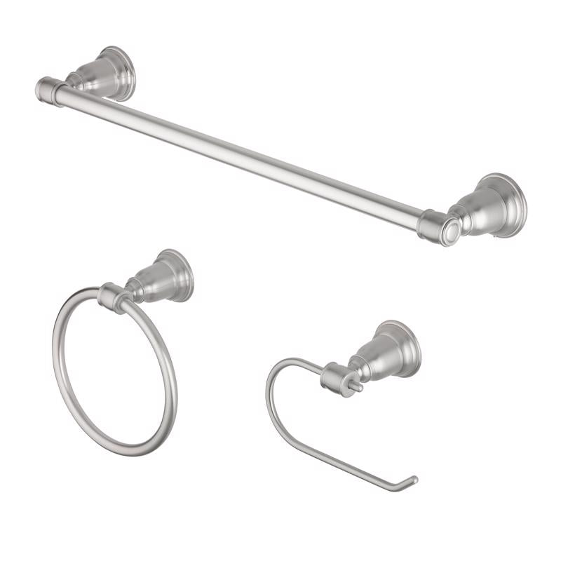 Oakbrook Brushed Nickel Silver Zinc Bath Accessory Set