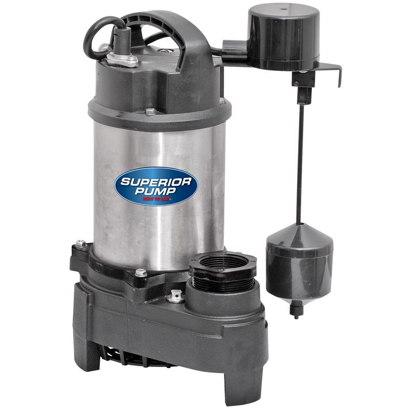 Superior 1/2 HP 4500 gph Stainless Steel Vertical Float Switch AC Submersible Sump Pump 10 ftÂ³