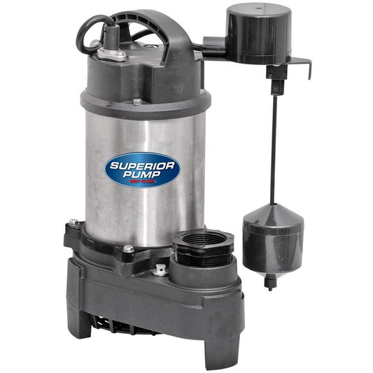Superior 1/2 HP 4500 gph Stainless Steel Vertical Float Switch AC Submersible Sump Pump 10 ftÂ³