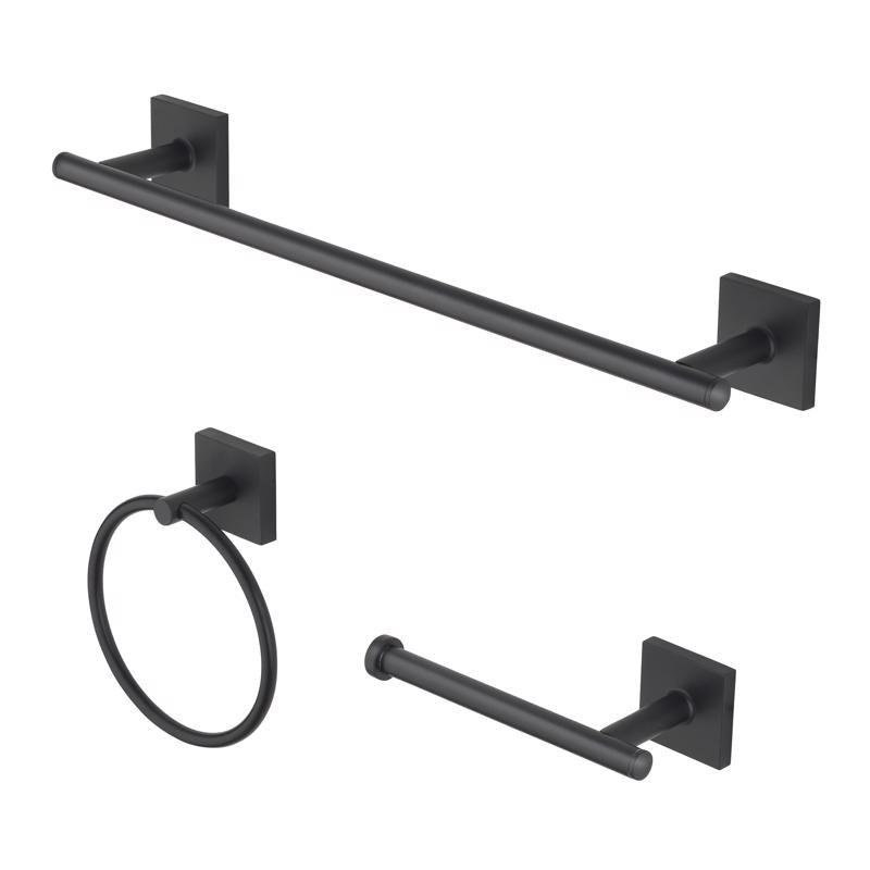 Oakbrook Brushed Nickel Black Die Cast Zinc Bath Accessory Set