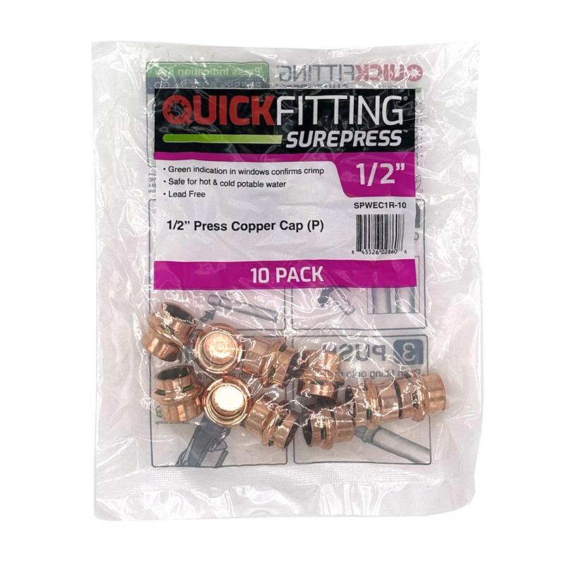 Quickfitting 1/2 in. Press in. Cap in. Copper Cap
