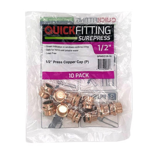Quickfitting 1/2 in. Press in. Cap in. Copper Cap