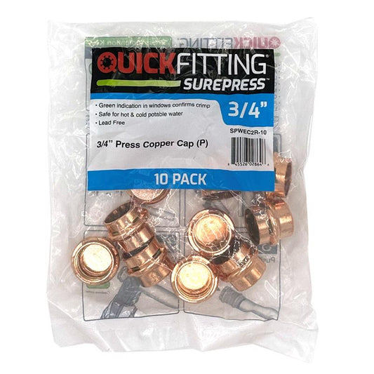 Quickfitting 3/4 in. Press in. Cap each Copper Cap