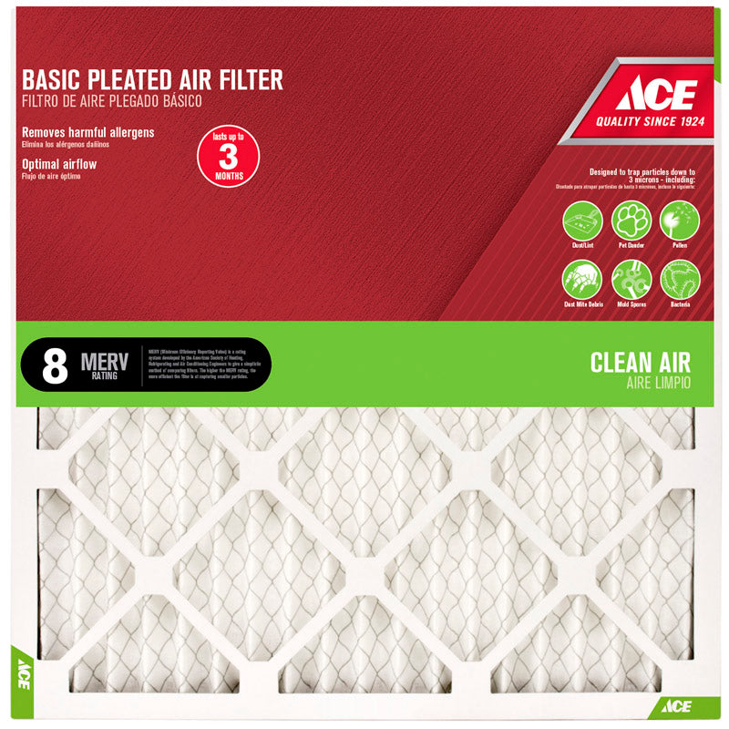Ace 20 in. W X 25 in. H X 1 in. D Synthetic 8 MERV Pleated Air Filter 1 pk