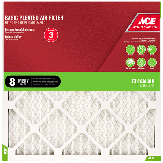Ace 20 in. W X 25 in. H X 1 in. D Synthetic 8 MERV Pleated Air Filter 1 pk