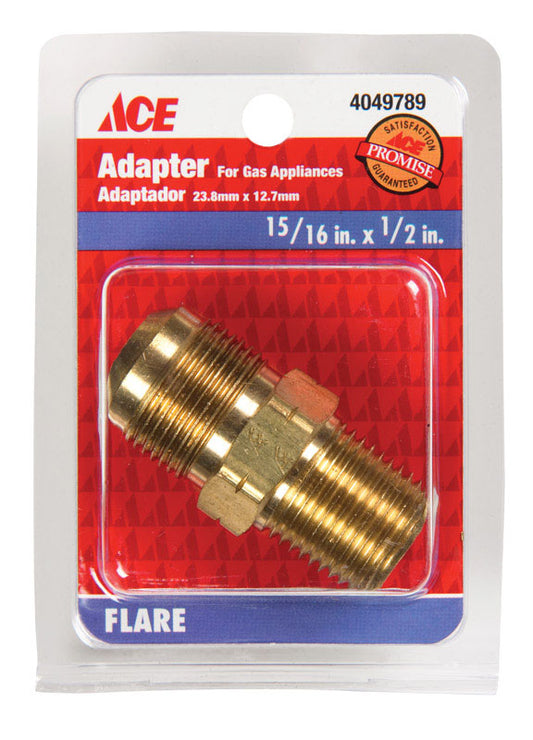 Ace 15/16 in. Flare X 1/2 in. D Male Brass Connector