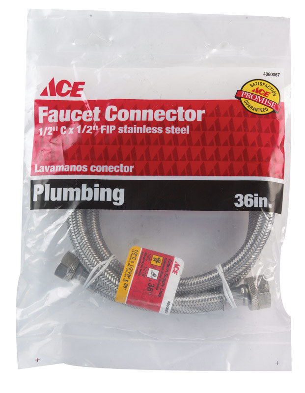 Ace 1/2 in. Compression X 1/2 in. D Compression 36 in. Braided Stainless Steel Supply Line