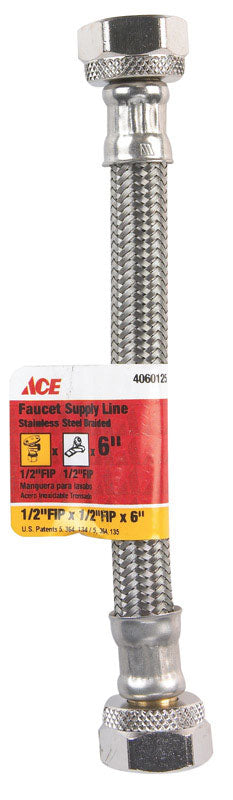 Ace 1/2 in. FIP X 1/2 in. D FIP 6 in. Braided Stainless Steel Supply Line