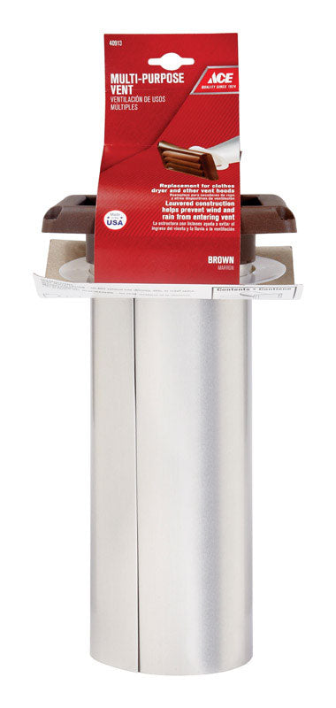 Ace 4 in. W X 6 in. L Brown Plastic Dryer Vent Hood