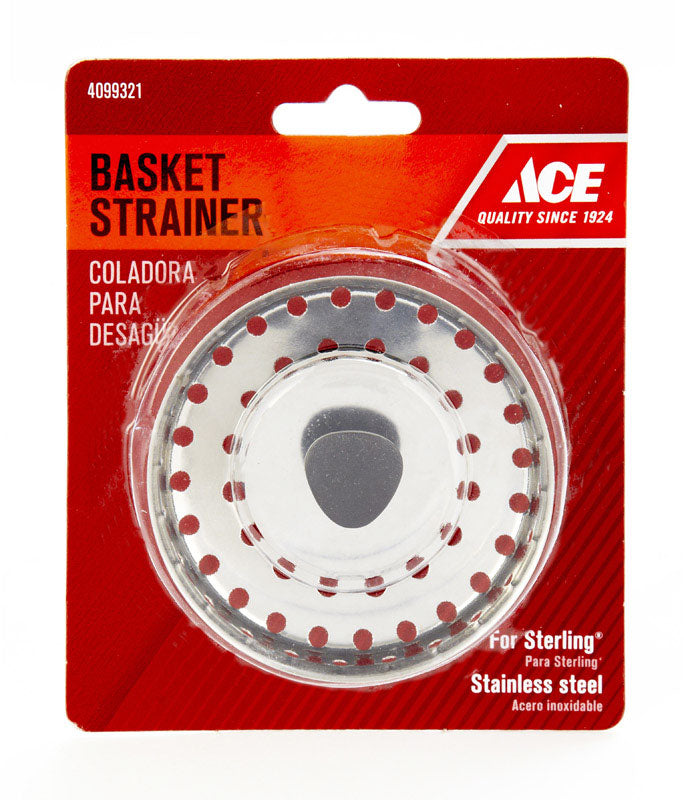 Ace 3-1/2 in. D Polished Silver Stainless Steel Strainer Basket
