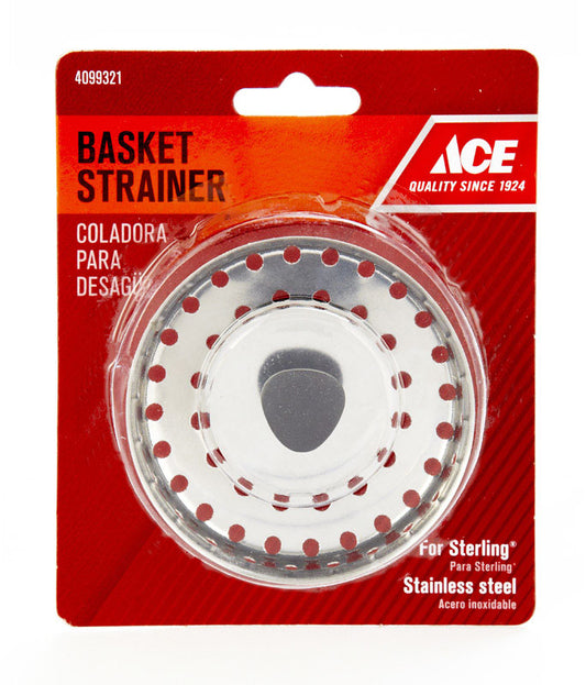 Ace 3-1/2 in. D Polished Silver Stainless Steel Strainer Basket