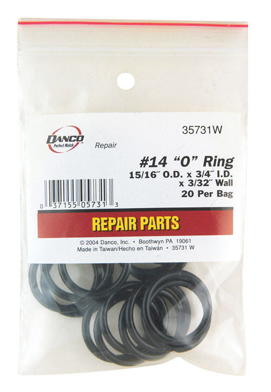 Danco 15/16 in. D X 3/4 in. D Rubber O-Ring 20 pk