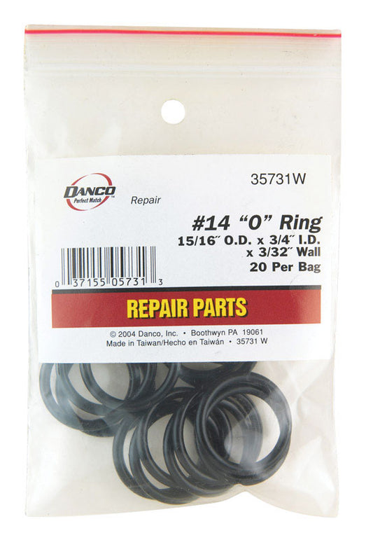 Danco 15/16 in. D X 3/4 in. D Rubber O-Ring 20 pk