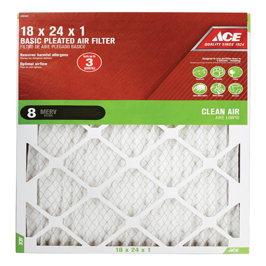 Ace 18 in. W X 24 in. H X 1 in. D Synthetic 8 MERV Pleated Air Filter 1 pk
