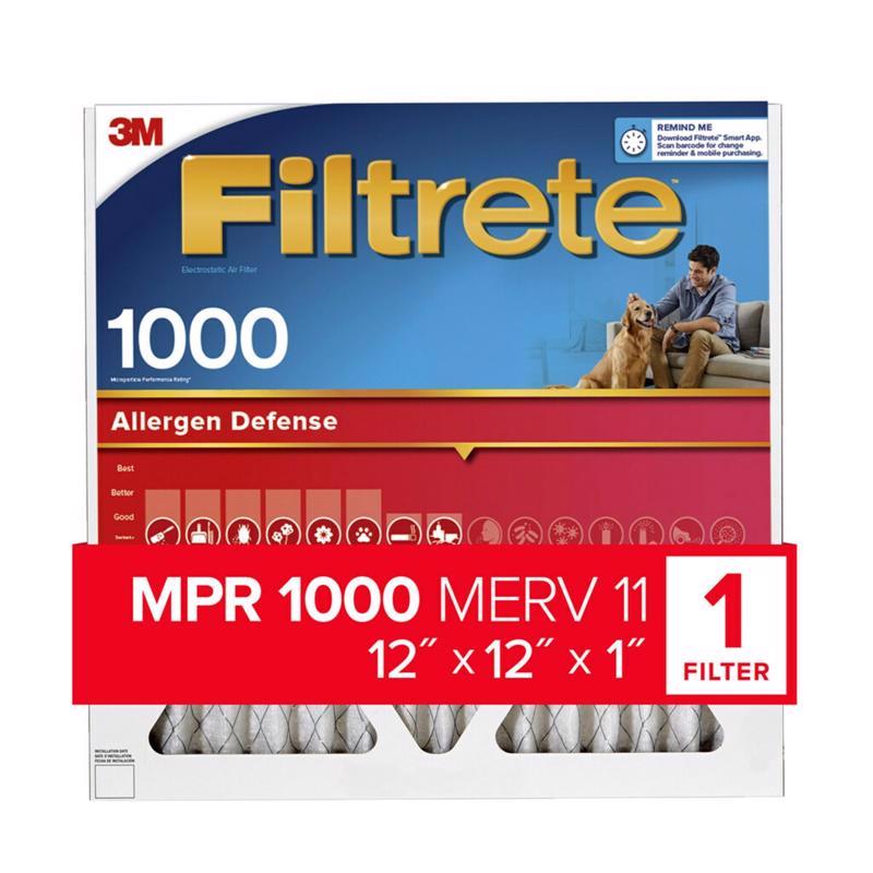 Filtrete Allergen Defense 12 in. W X 12 in. H X 1 in. D 1000 MPR Pleated Air Filter 1 pk