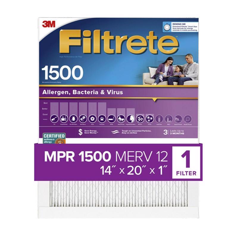 Filtrete 14 in. W X 20 in. H X 1 in. D 1500 MPR Pleated Air Filter 1 pk