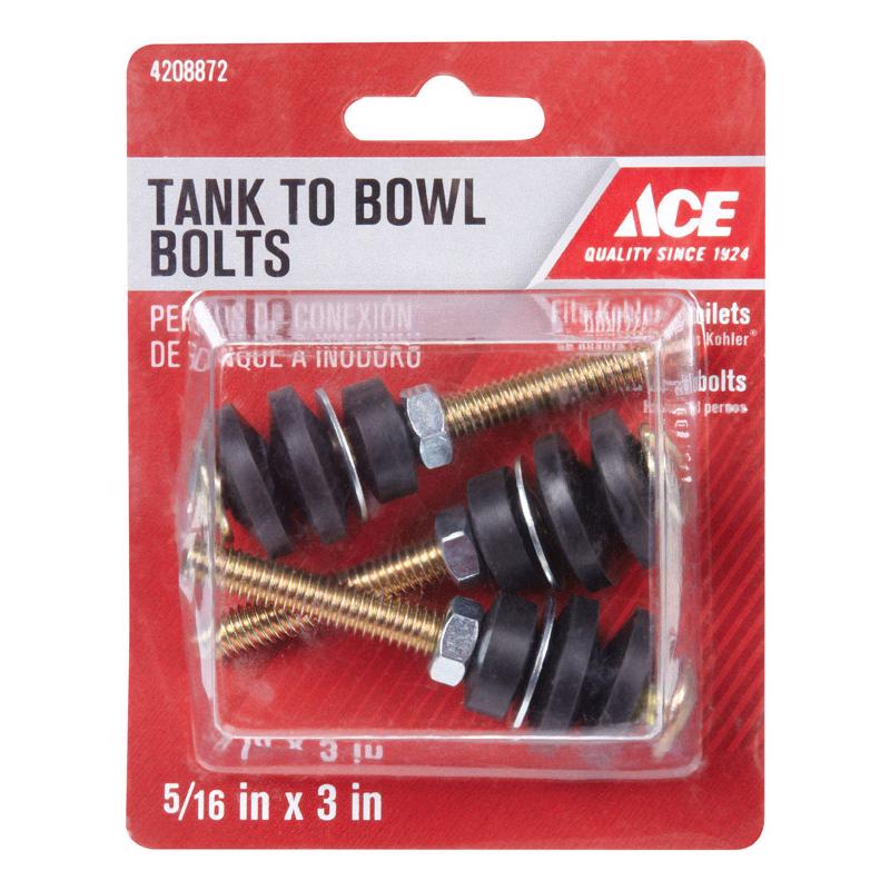 Ace Tank to Bowl Bolts Black Brass Plated Rubber/Steel For Kohler