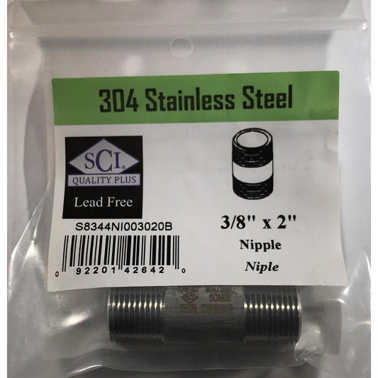 Anvil 3/8 in. MPT Stainless Steel 2 in. L Nipple