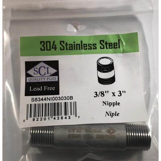 Anvil 3/8 in. MPT Stainless Steel 3 in. L Nipple