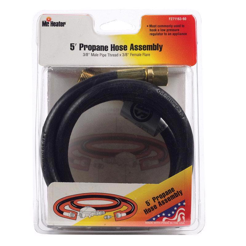 Mr. Heater 3/8 MPT in. D X 3/8 FF in. D X 5 ft. L Brass/Plastic LP Hose Assembly
