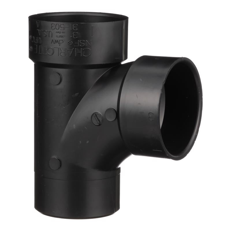 Charlotte Pipe 3 in. Hub X 3 in. D Hub ABS Sanitary Street Tee