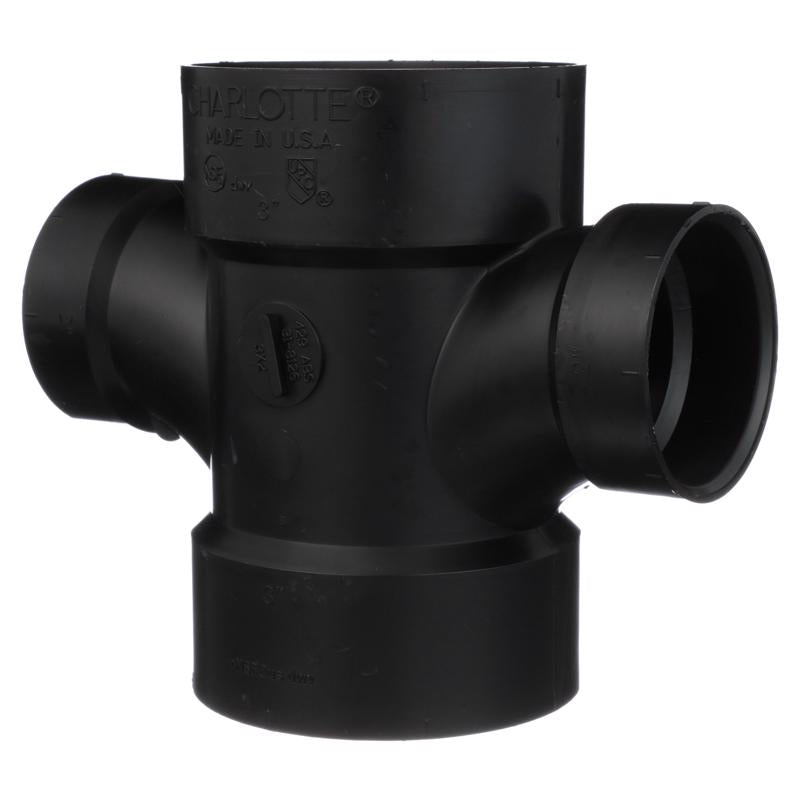 Charlotte Pipe 3 in. Hub X 3 in. D Hub ABS Sanitary Tee