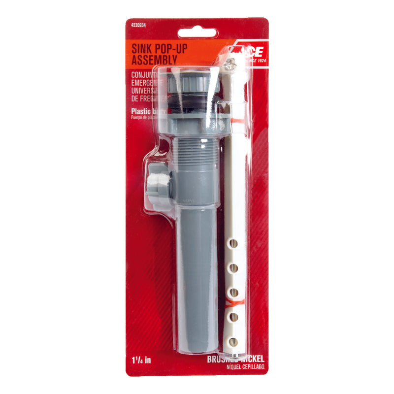 Ace 1-1/4 in. Brushed Nickel Plastic Pop Up Assembly