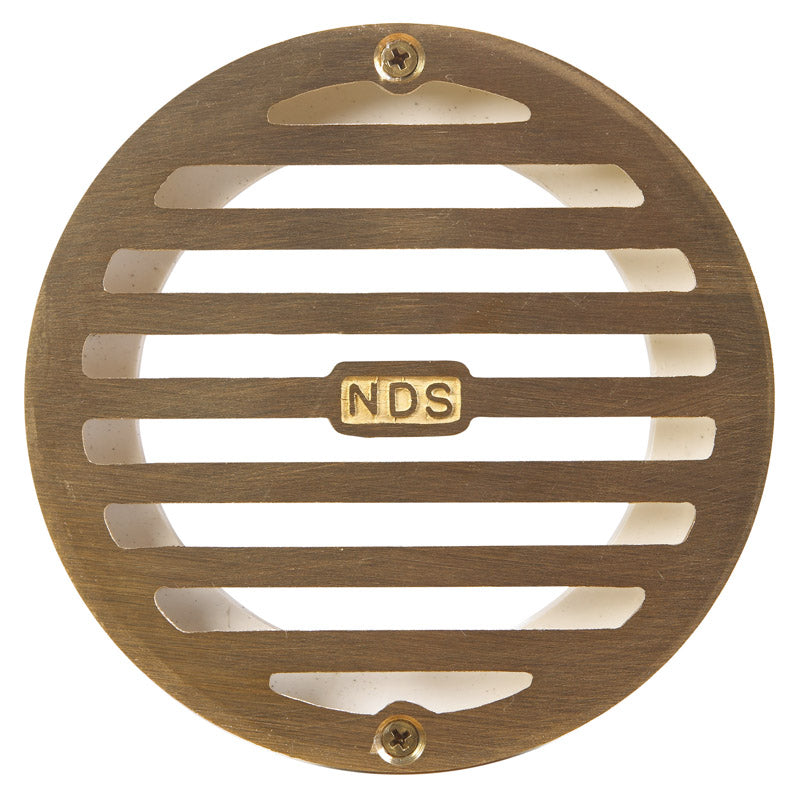 NDS 4 in. Satin Round Brass Drain Grate